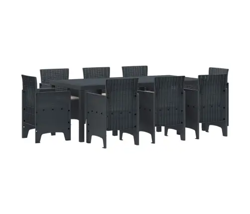 Dārza Ēdamgalds 9 Pcs Antracīts Plastmasas Ratans Vidaxl