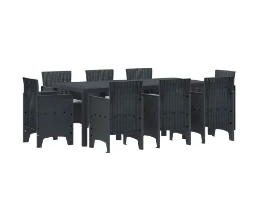 Dārza Ēdamgalds 9 Pcs Antracīts Sintētiskais Sveķu Ratanis Vidaxl