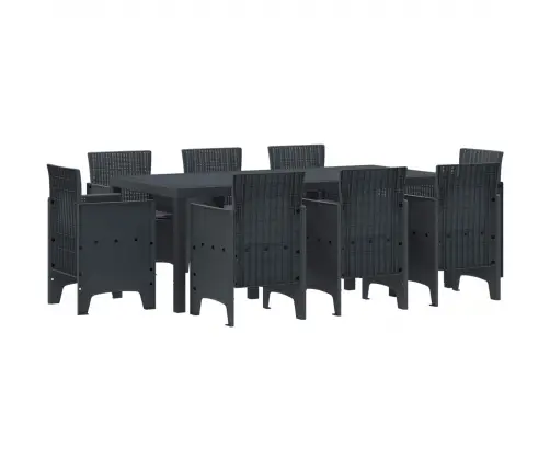 Dārza Ēdamistabas Komplekts 9 Pcs Antracīts Polipropilēns Vidaxl