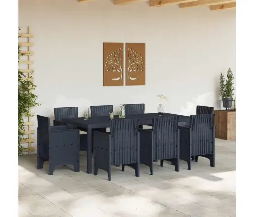 Sodo Valgomojo Komplektas 9 Pcs Antracitas Polipropilenas