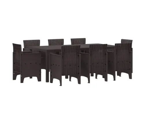 Dārza Ēdamistabu Komplekts 9 Pcs Brūna Polipropilēns Vidaxl