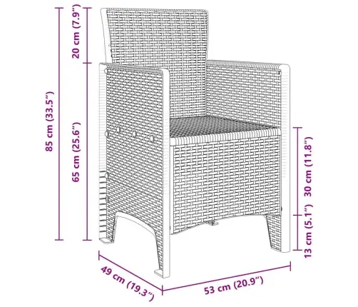 Aia Söögilaudade Komplekt 9 Pcs Valge Polt Rattan