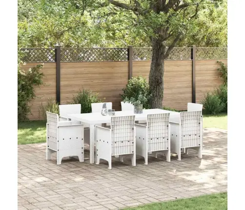 Sodo Valgomojo Komplektas 9 Pcs Balta Polt Ratanas