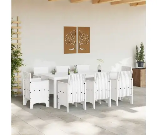 Sodo Valgomojo Komplektas 9 Pcs Balta Polt Ratanas