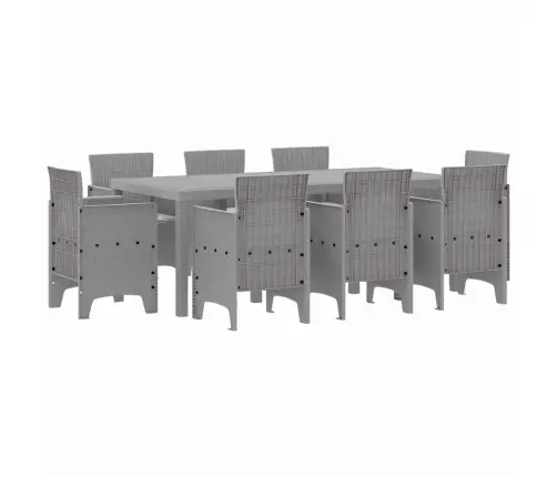 Sodo Valgomojo Komplektas 9 Pcs Šviesiai Pilka Polipropilenas