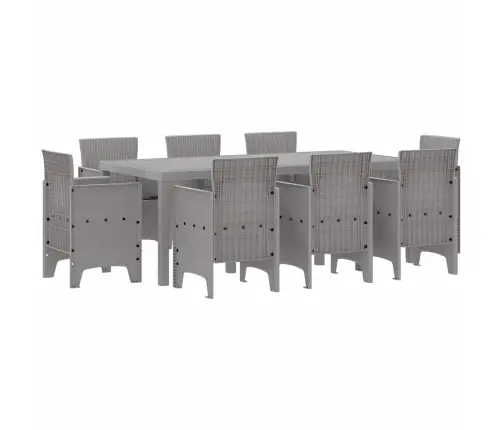 Dārza Ēdamgalds 9 Pcs Gaiši Pelēks Mākslīgā Rotangpalma Vidaxl