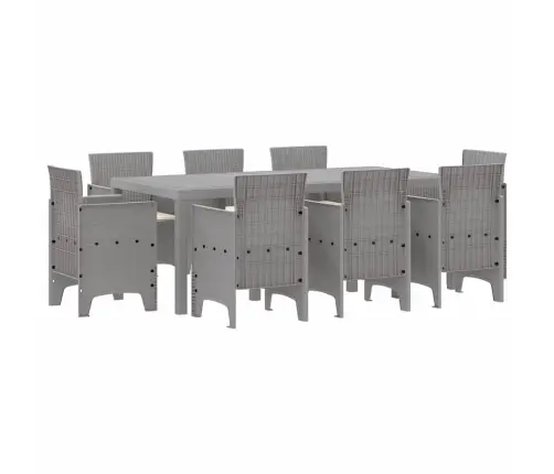 Dārza Ēdamgalds 9 Pcs Gaiši Pelēks Polipropilēns Vidaxl