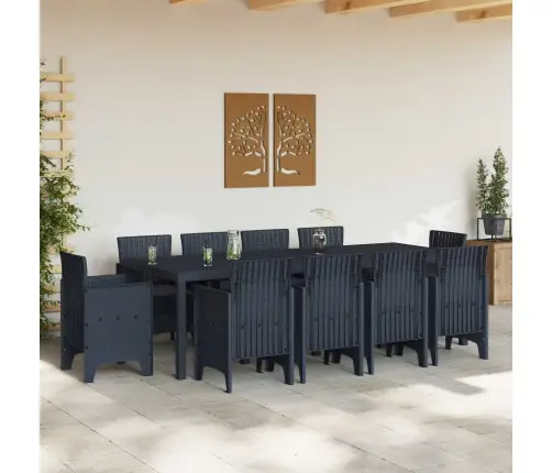 Dārza Ēdamistabu Komplekts 11 Pcs Antracīts 250 X 100 X 73 Cm Vidaxl