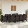 Dārza Galds 11 Pcs Brūna 250 X 100 X 73 Cm Rotangpalma Vidaxl