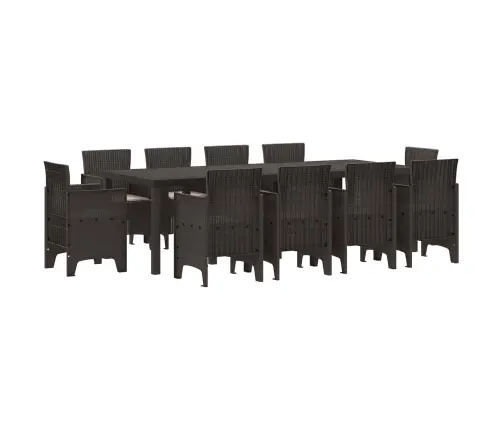 Dārza Ēdamgalds 11 Pcs Brūna 250 X 100 X 73 Cm Plastmasas Vītne Vidaxl