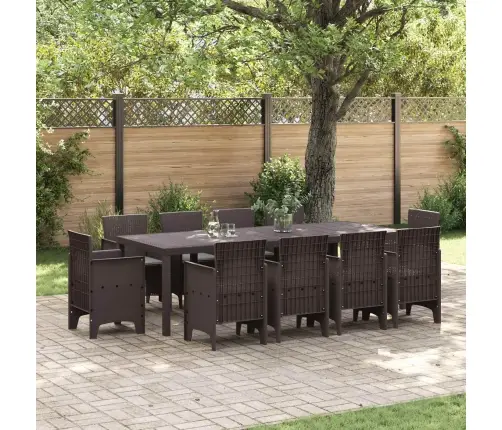 Dārza Ēdamgalds 11 Pcs Brūna 250 X 100 X 73 Cm Pe Ratan Vidaxl