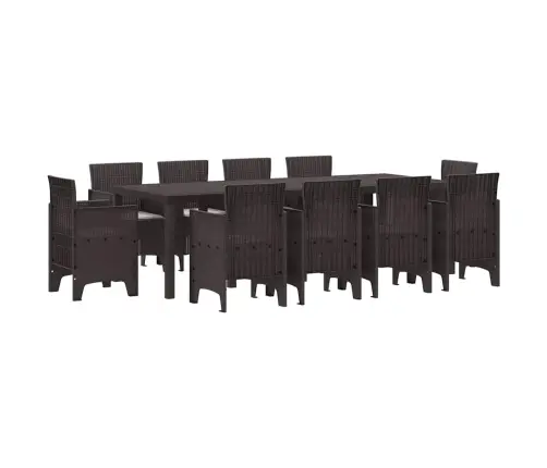 Dārza Ēdamgalds 11 Pcs Brūna 250 X 100 X 73 Cm Pe Ratan Vidaxl