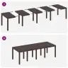 Dārza Galdu Komplekts 11 Pcs Brūna 250 X 100 X 73 Cm Vidaxl