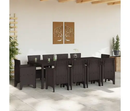 Dārza Ēdamistabas Komplekts 11 Pcs Brūna 250 X 100 X 73 Cm Vidaxl