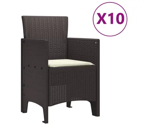 Dārza Ēdamistabas Komplekts 11 Pcs Brūna 250 X 100 X 73 Cm Vidaxl