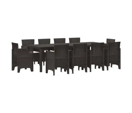 Dārza Ēdamistabas Komplekts 11 Pcs Brūna 250 X 100 X 73 Cm Vidaxl