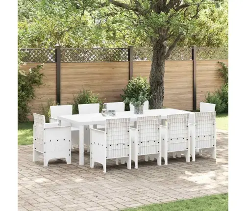 Dārza Ēdamistabas Komplekts 11 Pcs Balts 250 X 100 X 73 Cm Vidaxl