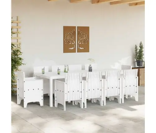 Dārza Ēdamistabas Komplekts 11 Pcs Balts 250 X 100 X 73 Cm Vidaxl