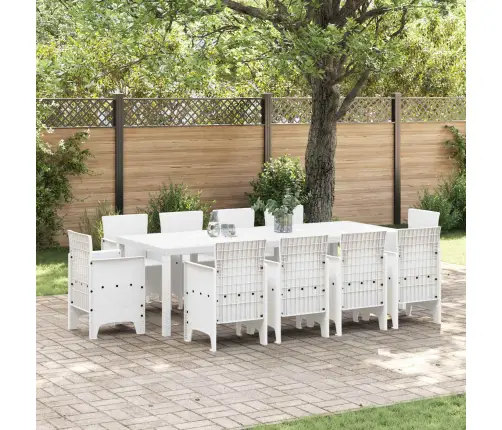 Dārza Ēdamistabas Komplekts 11 Pcs Balts 250 X 100 X 73 Cm Vidaxl
