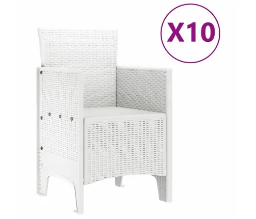 Dārza Ēdamistabas Komplekts 11 Pcs Balts 250 X 100 X 73 Cm Vidaxl