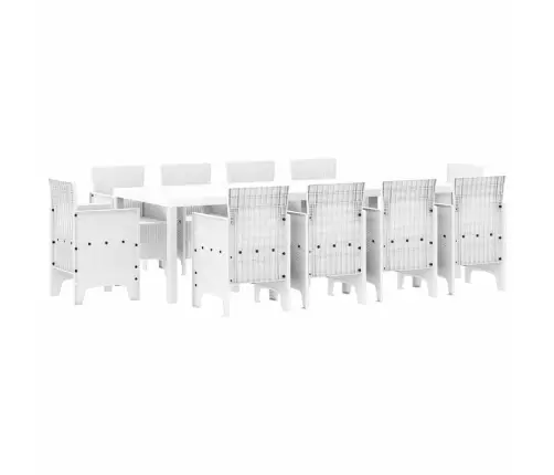 Dārza Ēdamistabas Komplekts 11 Pcs Balts 250 X 100 X 73 Cm Vidaxl