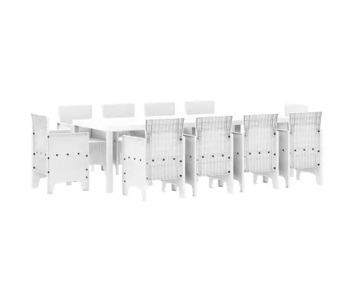 Dārza Ēdamistabas Komplekts 11 Pcs Balts 250 X 100 X 73 Cm Vidaxl