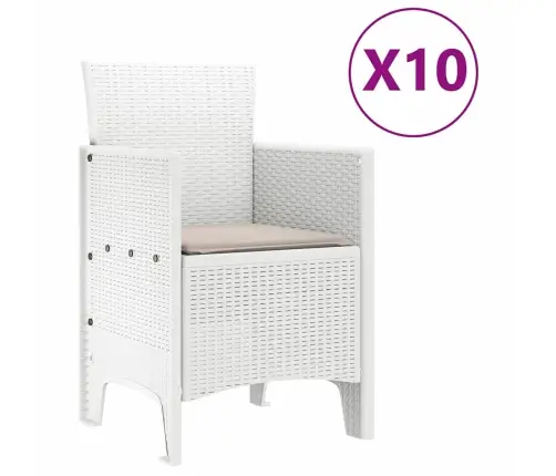 Sodo Valgomojo Komplektas 11 Pcs Balta Polt Ratanas