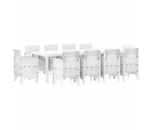 Sodo Valgomojo Komplektas 11 Pcs Balta Polt Ratanas