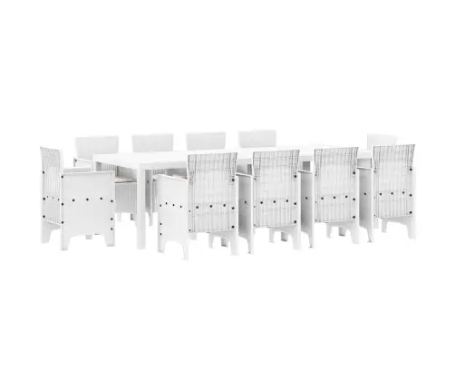 Dārza Ēdamistabu Komplekts 11 Pcs Balts 250 X 100 X 73 Cm Vidaxl