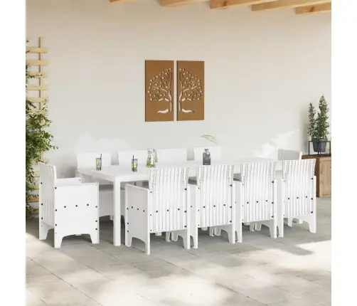 Dārza Ēdamistabas Komplekts 11 Pcs Balts 250 X 100 X 73 Cm Vidaxl