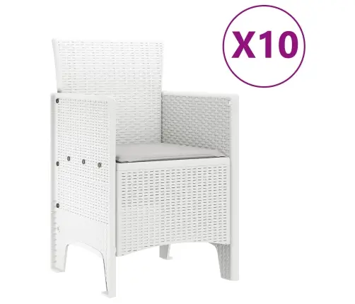 Dārza Ēdamistabas Komplekts 11 Pcs Balts 250 X 100 X 73 Cm Vidaxl