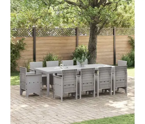 Dārza Ēdamgaldu Komplekts 11 Pcs Gaiši Pelēks Lieli Vidaxl