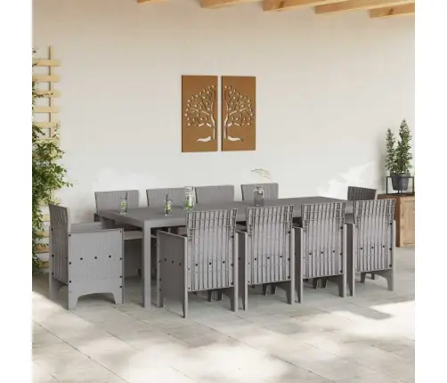 Sodo Valgomojo Komplektas 11 Pcs Šviesiai Pilka Polipropilenas