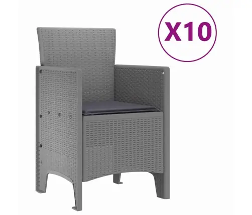 Sodo Valgomojo Komplektas 11 Pcs Šviesiai Pilka Polipropilenas