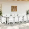 Dārza Ēdamgalds 13 Pcs Balts Un Gaismi Pelēks 300 X 100 X 73 Cm Vidaxl