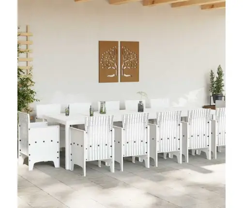 Dārza Ēdamgalds Ar Spilvenu 13 Pcs Balts Un Gaismi Pelēks Liels Vidaxl