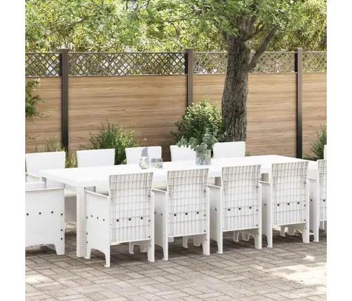 Dārza Ēdamgalds Ar Spilvenu 13 Pcs Balts Lielais Polirats Vidaxl