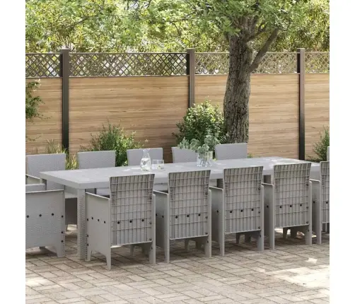 Sodo Valgomojo Komplektas 13 Pcs Šviesiai Pilka Poli Ratanas