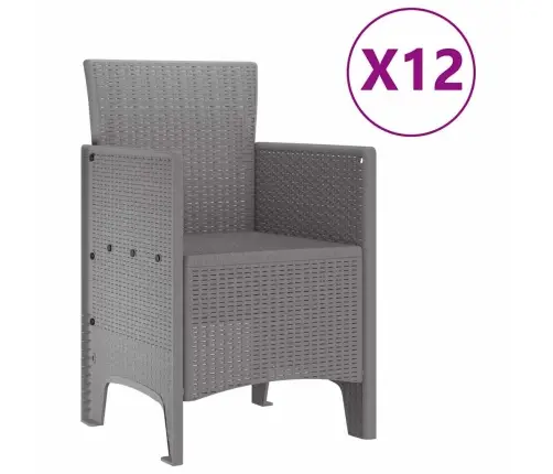 Sodo Valgomojo Komplektas 13 Pcs Šviesiai Pilka Poli Ratanas