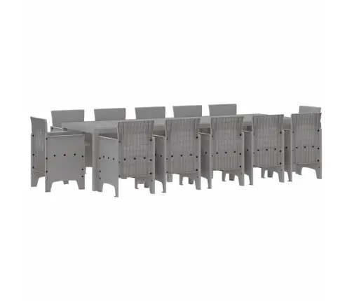 Sodo Valgomojo Komplektas 13 Pcs Šviesiai Pilka Poli Ratanas