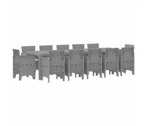 Sodo Valgomojo Komplektas 13 Pcs Šviesiai Pilka Poli Ratanas