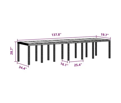 Dārza Ēdamgalds 15 Pcs Brūna 14 Vietu Mākslīgā Rotangpalma Vidaxl