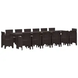 Dārza Ēdamgalds 15 Pcs Brūna Polt Rattan Vidaxl