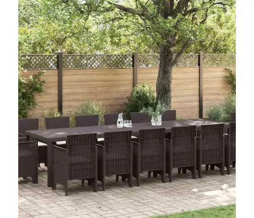 Aia Söögilaudade Komplekt 15 Pcs Pruun Polt Rattan