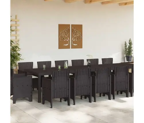 Aia Söögilaudade Komplekt 15 Pcs Pruun Polt Rattan