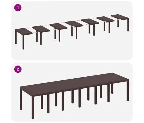 Aia Söögilaudade Komplekt 15 Pcs Pruun Polt Rattan