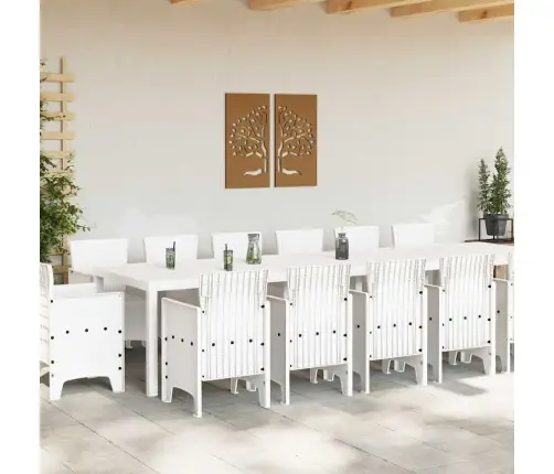 Aia Söögilaudade Komplekt 15 Pcs Valge Polt Rattan