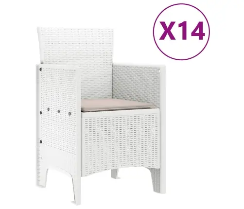 Aia Söögilaudade Komplekt 15 Pcs Valge Polt Rattan