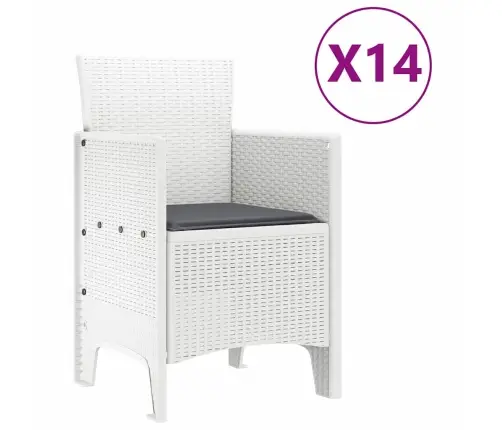 Dārza Ēdamistabu Komplekts 15 Pcs Balts Lieli Vidaxl