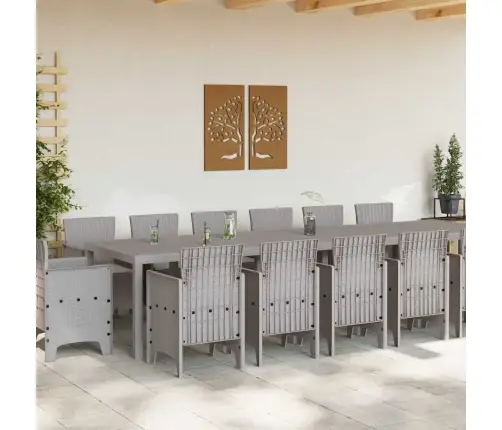 Dārza Ēdamzāle 15 Pcs Gaiši Pelēks 14 Vietu Rotangpalma Vidaxl